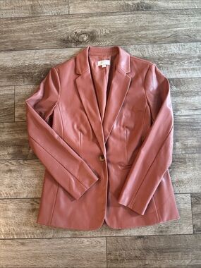 LOFT Faux Leather Blazer in Rosewood
